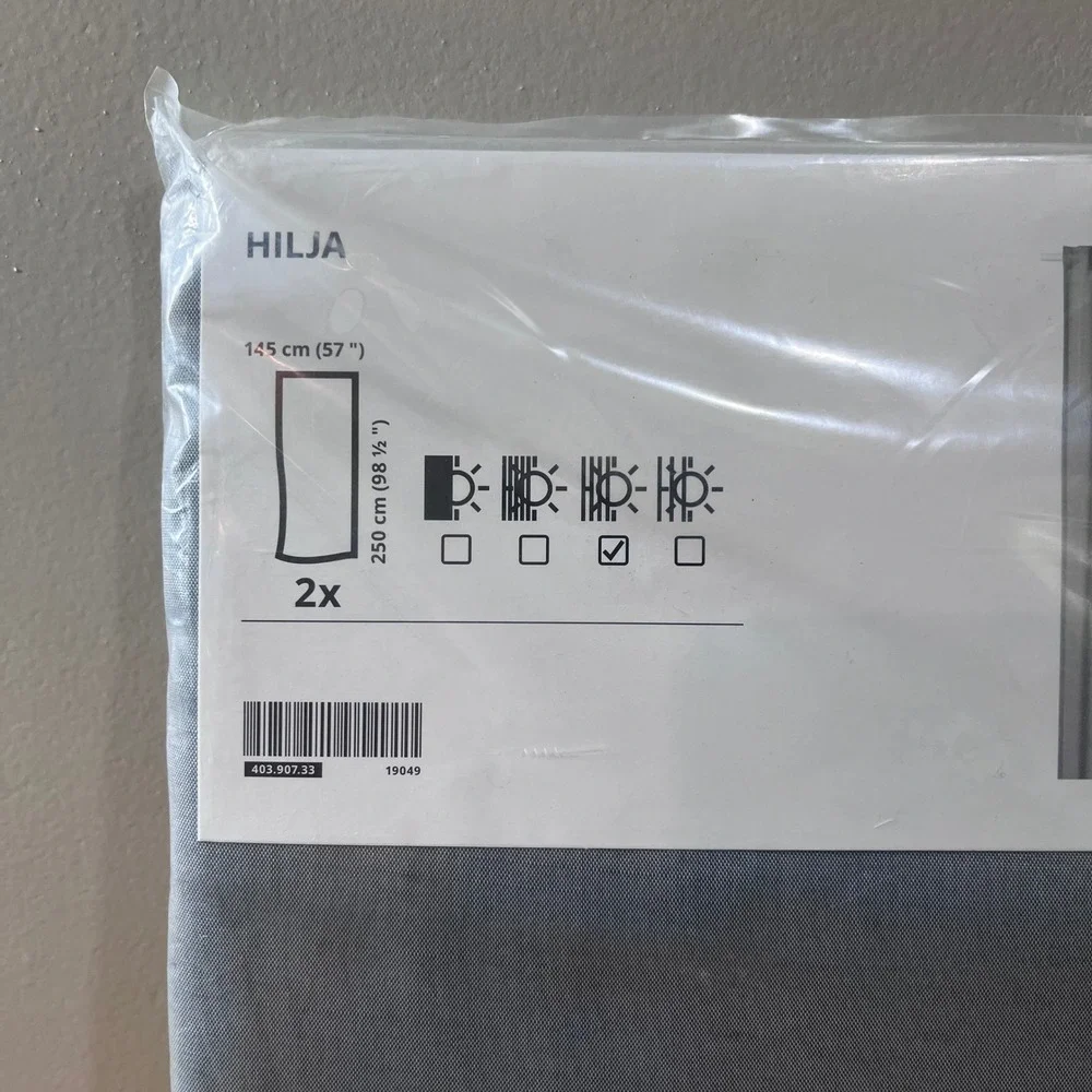 IKEA‎ Hilja Gray Curtains 1 Pair 2 Panels 57x98.5 Light Filtering 403.907.33 NEW